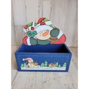 Vintage wooden snowman letter mail‎ box Xmas home decor scenic